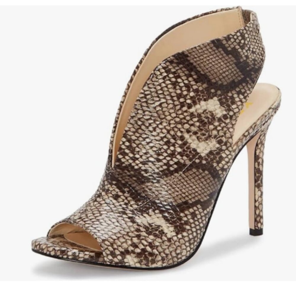 YDN Snakeskin Chic Slingback Peep Toe Stiletto High Heel Ankle Boots Cut Sandals